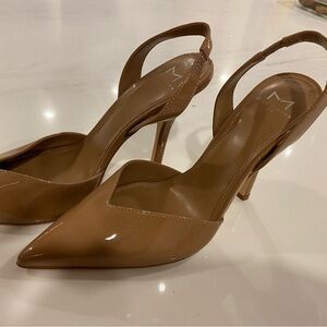 Marc Fisher LTD Tan Patent Leather Slingback Pumps - Size 8M